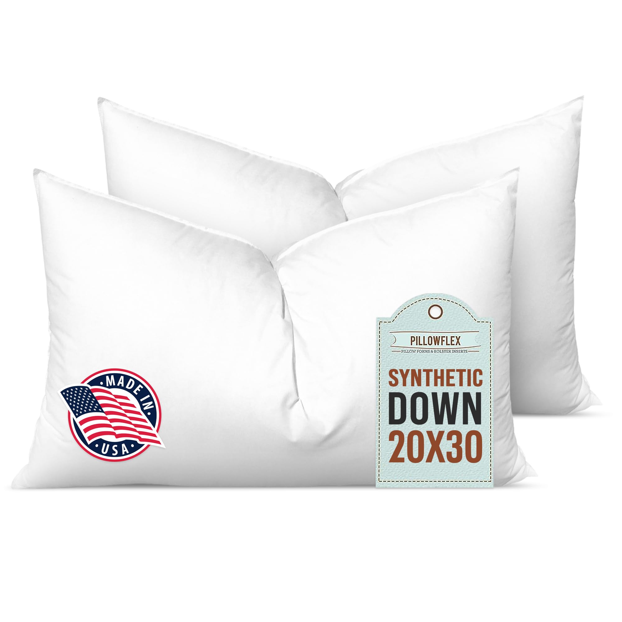 Pillowflex Synthetic Down Pillow Insert - 24x24 Down Alternative, Large Euro Pillow, Square Ultra Soft Throw, Euro Bed Sham - 1 Decorative Form