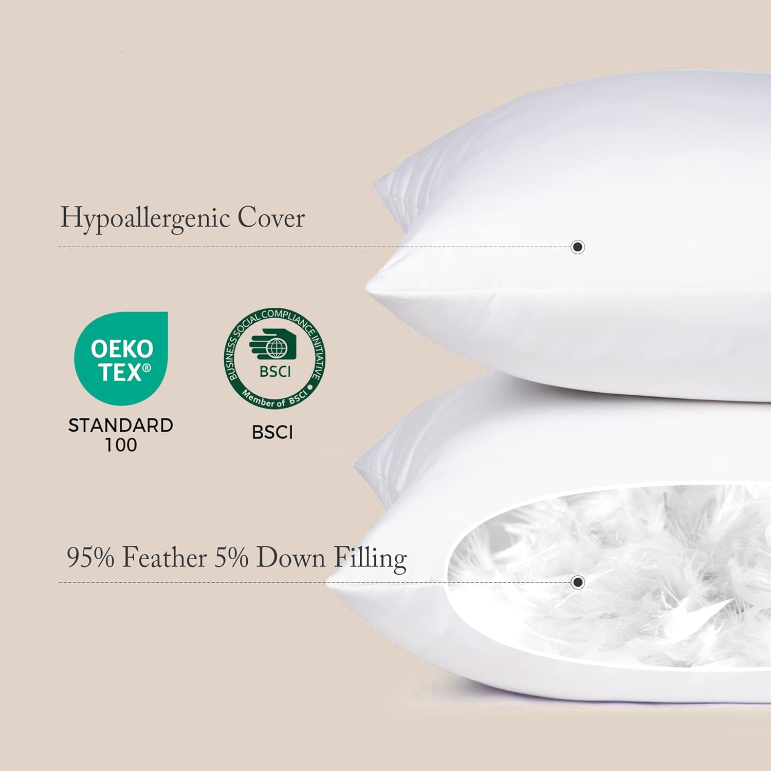 puredown® Euro Pillow Inserts 26 x 26 (Pack of 2, White), Down Feather Pillow Stuffer, Premium White Pillows for Bed, Couch, and Cushion
