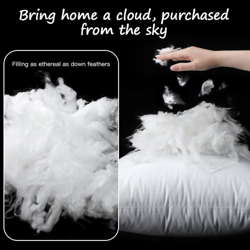 Artscope Synthetic Down Pillow Insert, 18x18 Down Alternative Throw Pillow Insert. Ultra Soft Fluffy Sleeping Pillow with 100% Cotton Cover, Decorative Pillows Set of 4-White.