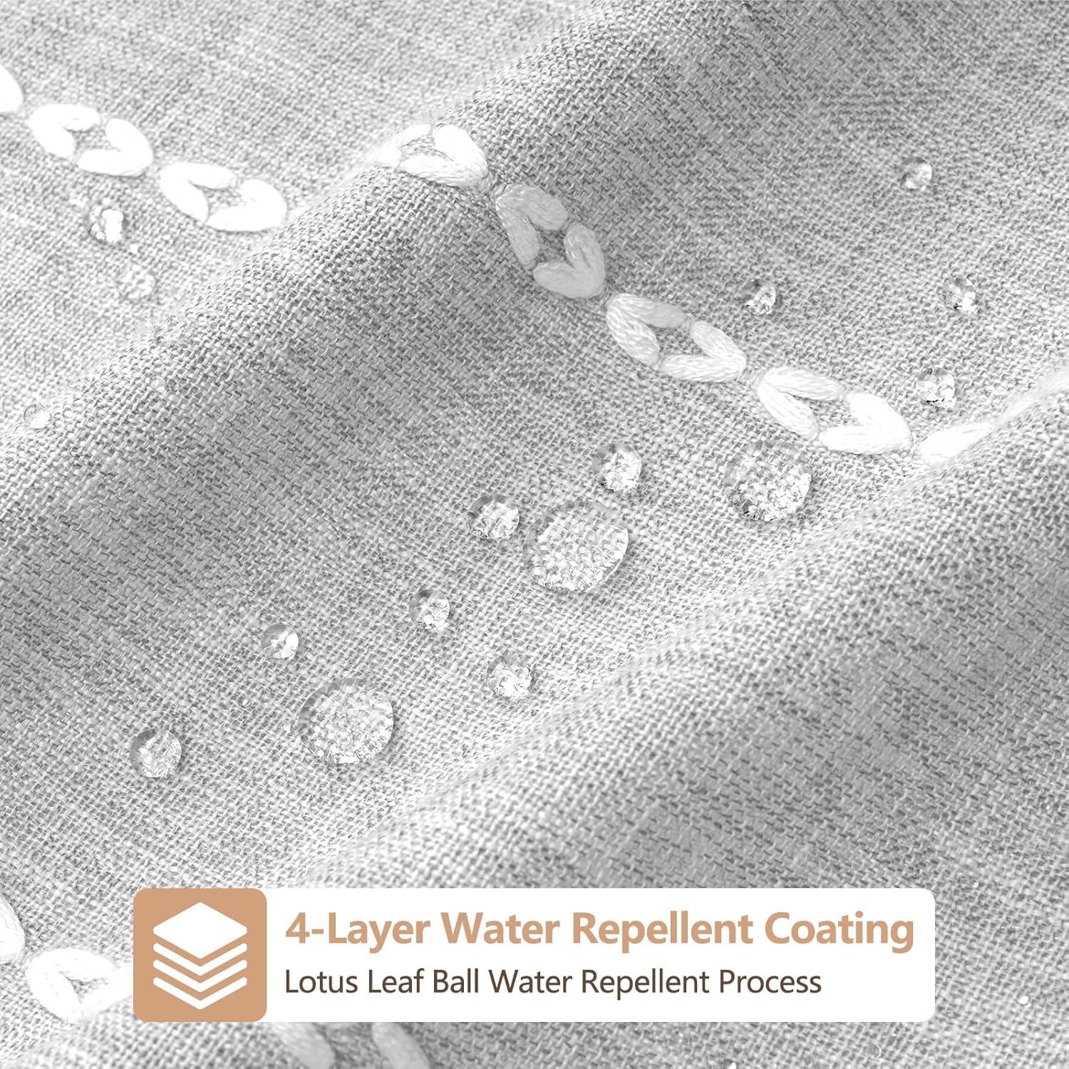 Boho Chic Shower Curtain Heavyweight with Tassels, Grey Linen Textured Soft Fabric Farmhouse Shower Curtain Water Repellent, 72 x 72 Inch Elegant Gray Striped Bathroom Curtain Wrinkle-Resistant