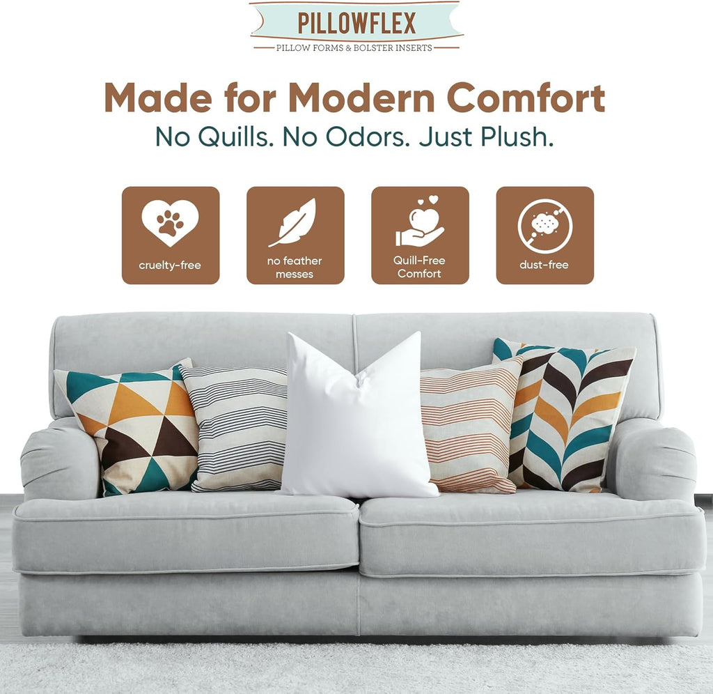 Pillowflex Synthetic Down Pillow Insert - 24x24 Down Alternative, Large Euro Pillow, Square Ultra Soft Throw, Euro Bed Sham - 1 Decorative Form