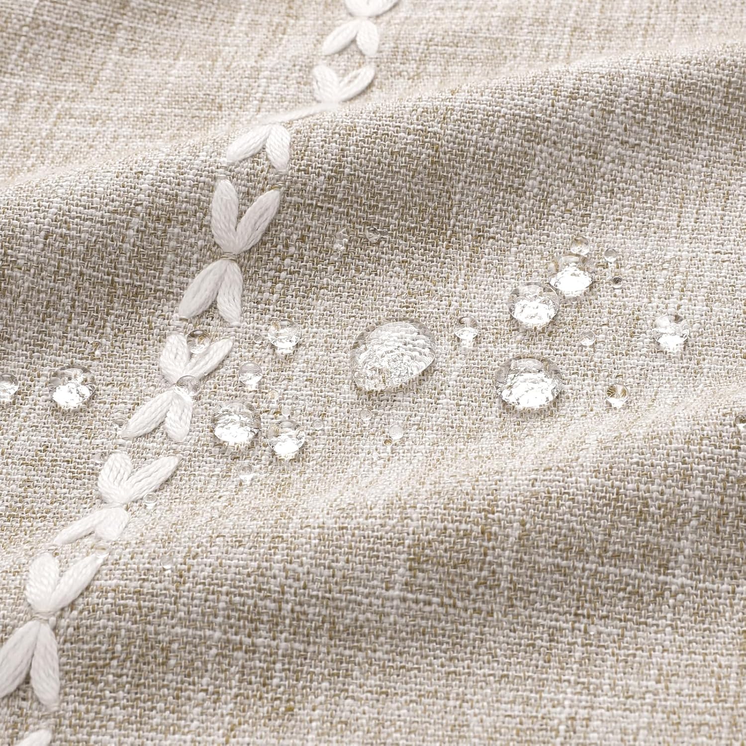 MitoVilla No Hooks Required Boho Farmhouse Shower Curtain with Snap-in Liner, Taupe Cotton Linen Fabric Shower Curtains with Tassels for Rustic Neutral Bathroom Decor,72 x 74