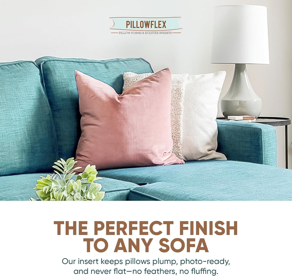 Pillowflex Synthetic Down Pillow Insert - 24x24 Down Alternative, Large Euro Pillow, Square Ultra Soft Throw, Euro Bed Sham - 1 Decorative Form