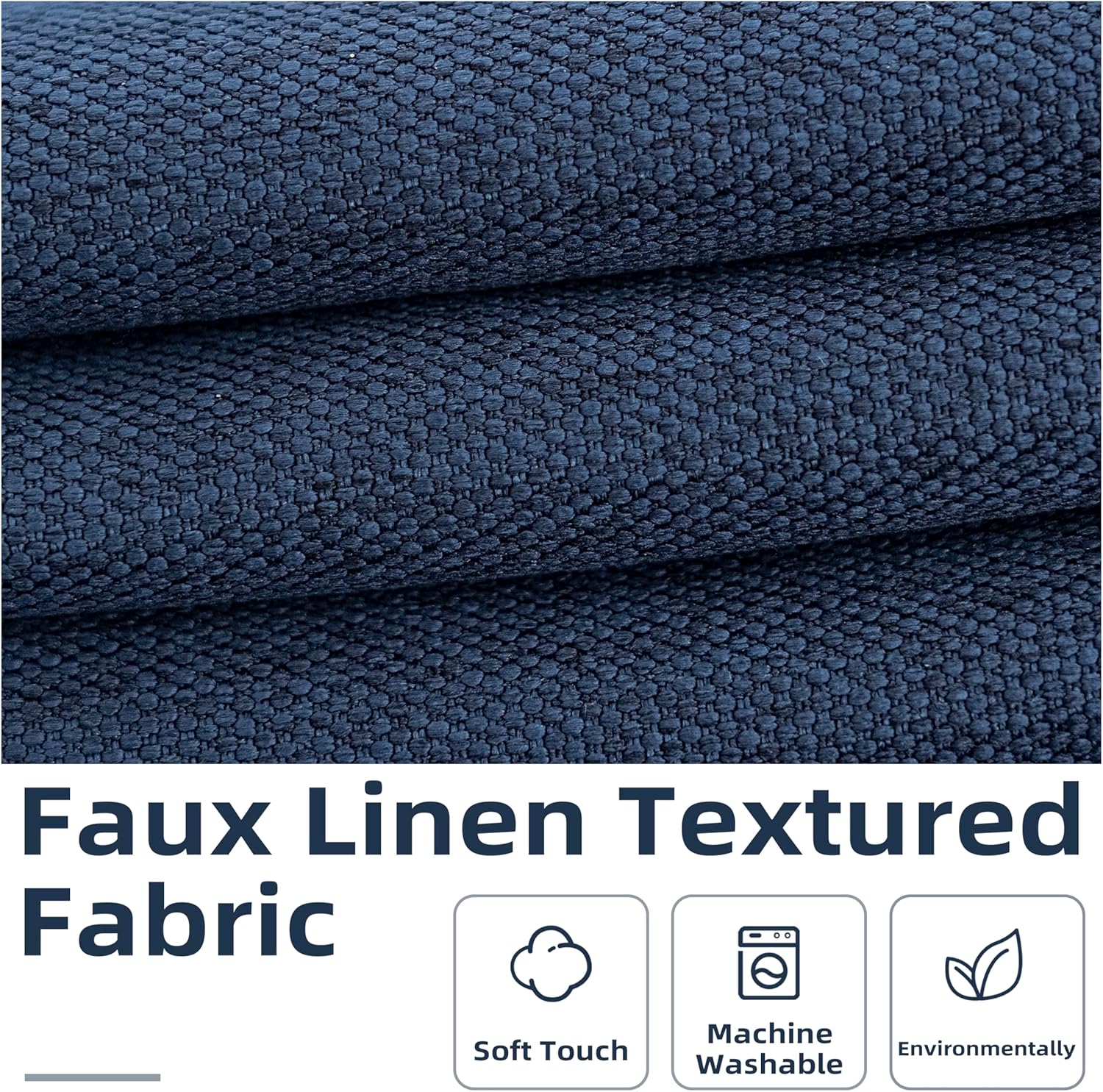 DriftAway Pinch Pleat Valance for Kitchen Window Blackout Faux Linen Textured Solid Beige Valance for Living Room 16 Inch Farmhouse Linen Curtain Window Treatment Back Tab 52x16 Navy