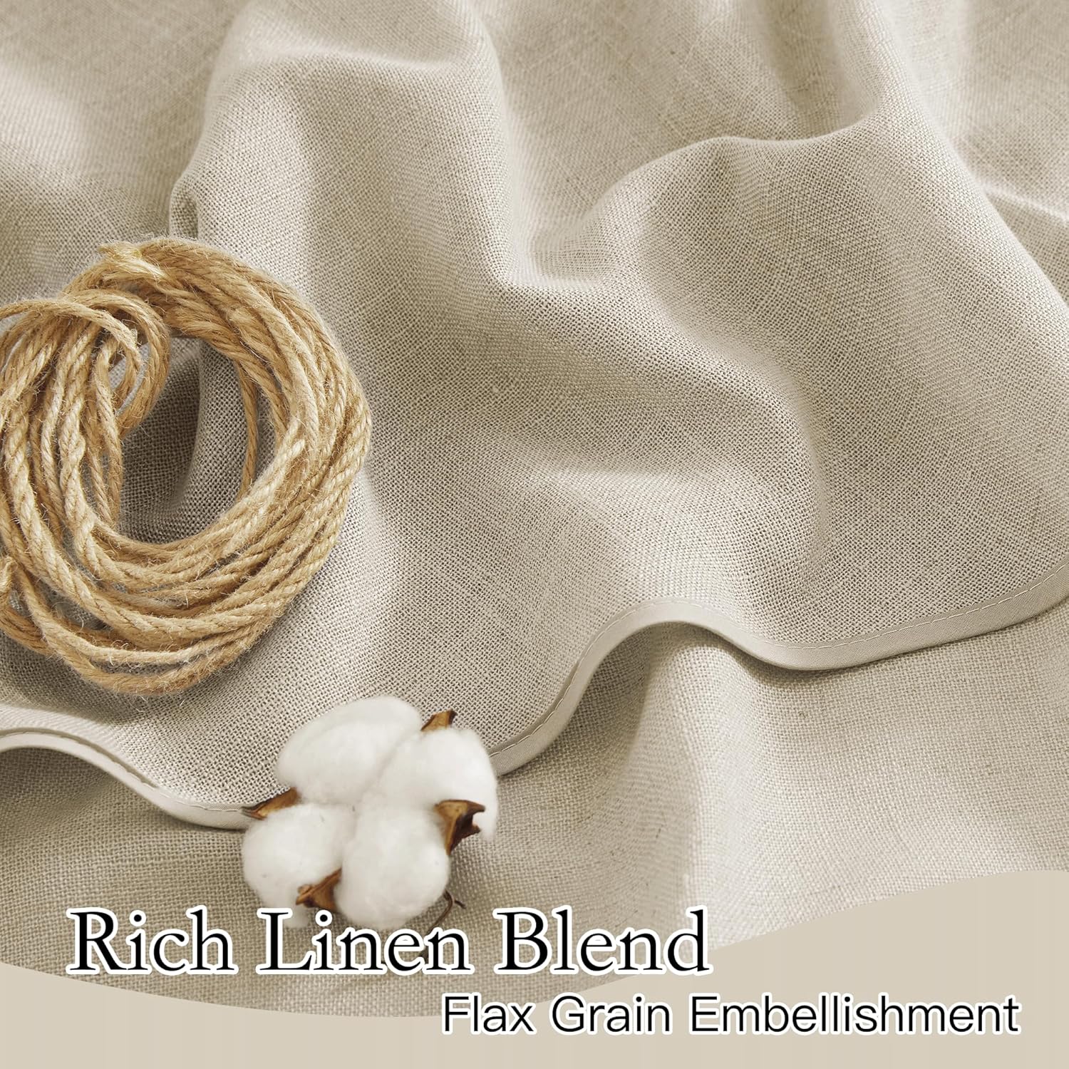 RYB HOME Swag Valances Short Linen Curtains - Semi Sheer Window Topper Tiers, Home Decor Light Filtering for Small Window RV Kitchen Bathroom, W 36 x L 36 inch, Beige, 2 Panels